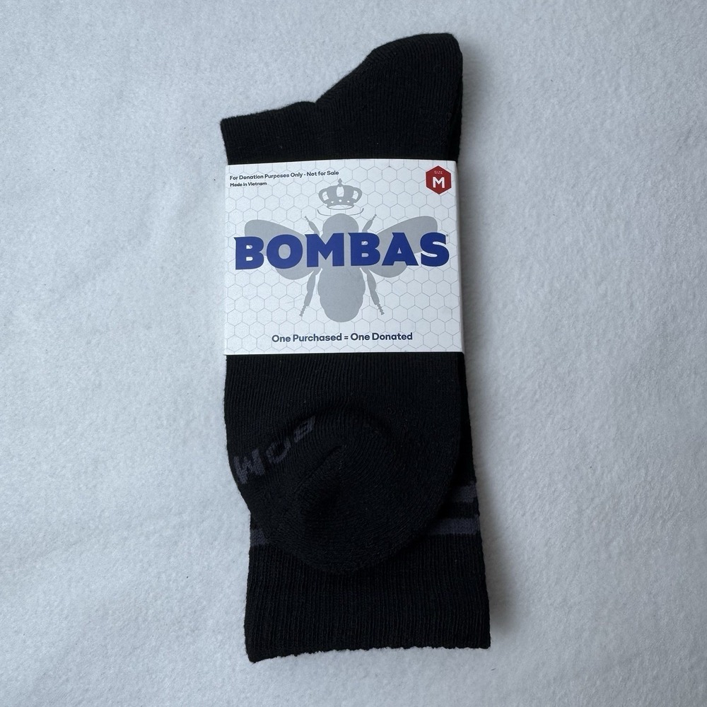 New‎ Bombas Crew Socks Adult Unisex Black Gray Honeycomb M 6-9 W 8-10.5